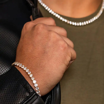 925 Sterling Silver Gold Plated Round CZ Tennis Bracelet 5mm