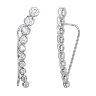 925 Silver Rhodium Plated CZ Drop Earrings