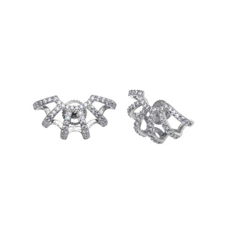 925 Sterling Silver Rhodium Plated Web CZ Earring