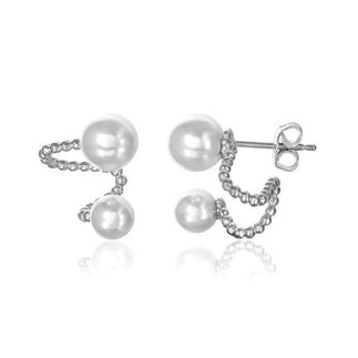 925 Silver Rhodium Plated Ear Hugging Mother of Pearl Earring
