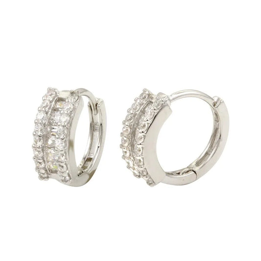 925 Sterling Silver Rhodium Plated huggie hoop Earrings