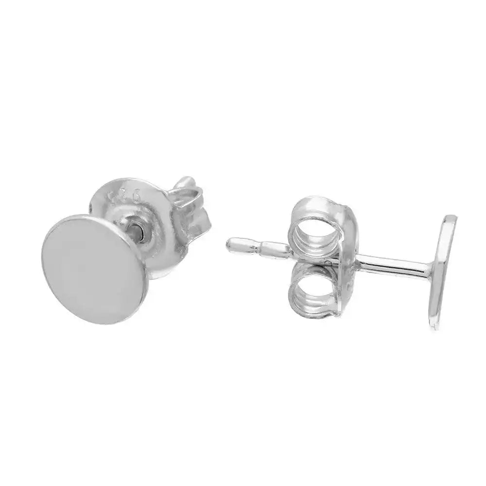 925 Sterling Silver Rhodium Plated Disc Stud Earrings