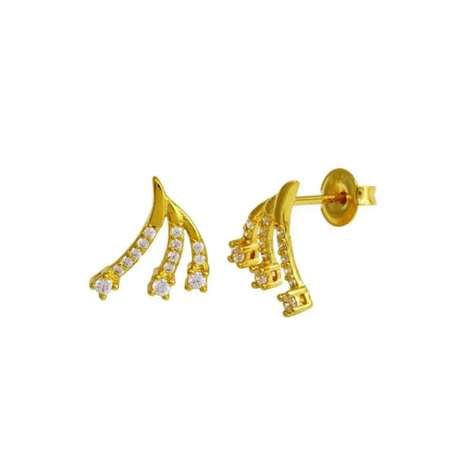 925 Sterling Silver Sterling Silver 3 Wave CZ Stud Earring