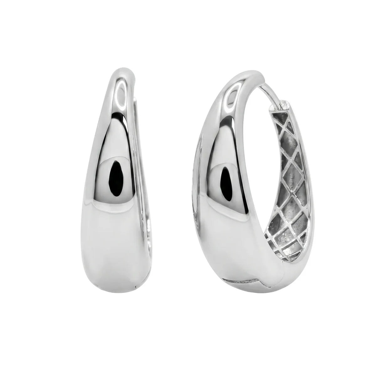 925 Sterling Silver Rhodium Plated Teardrop Hoop Earrings