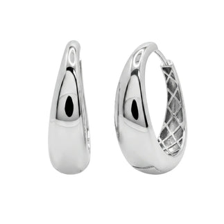 925 Sterling Silver Rhodium Plated Teardrop Hoop Earrings