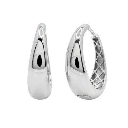 925 Sterling Silver Rhodium Plated Teardrop Hoop Earrings