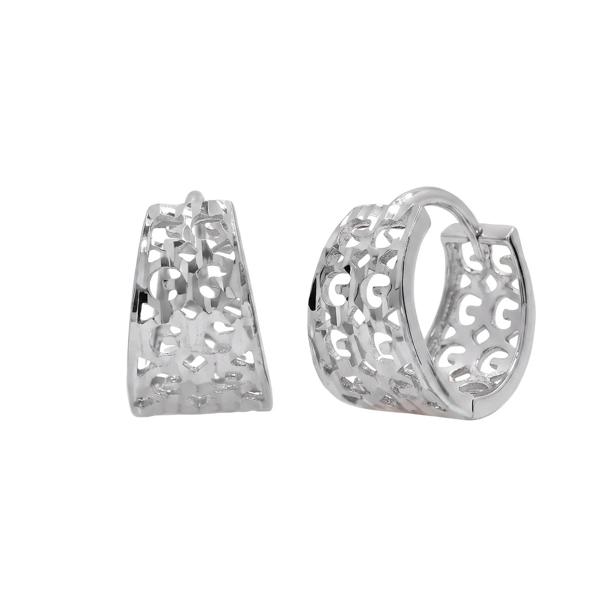 925 Sterling Silver Rhodium Plated Polished Tube Huggie Hoop Earrings
