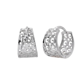 925 Sterling Silver Rhodium Plated Polished Tube Huggie Hoop Earrings