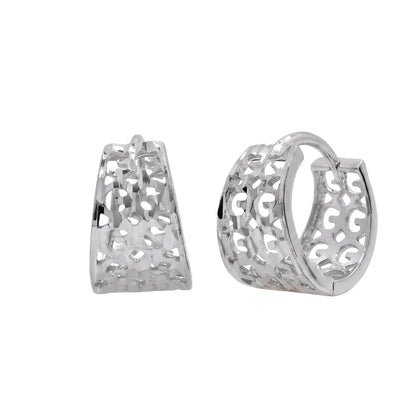 925 Sterling Silver Rhodium Plated Polished Tube Huggie Hoop Earrings