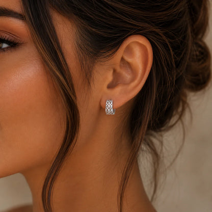 925 Sterling Silver Rhodium Plated Polished Tube Huggie Hoop Earrings