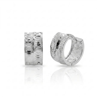 925 Sterling Silver Rhodium Plated Polished Curved Tube Hoop Earrings