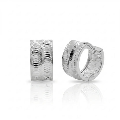 925 Sterling Silver Rhodium Plated Polished Curved Tube Hoop Earrings