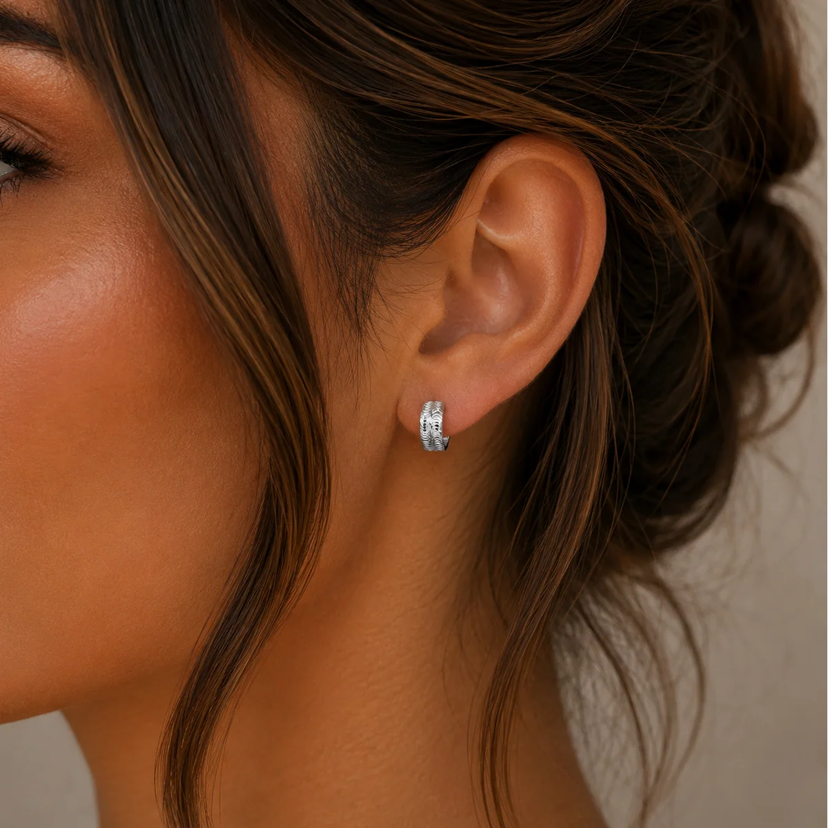 925 Sterling Silver Rhodium Plated Polished Curved Tube Hoop Earrings