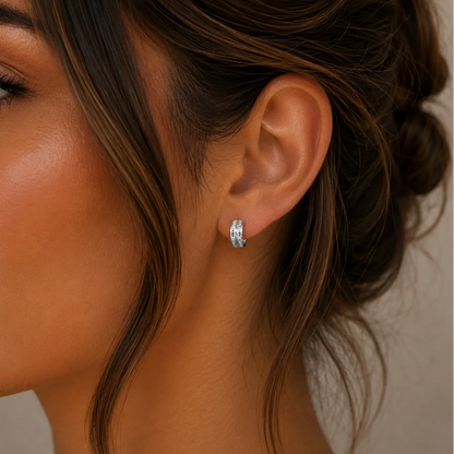 925 Sterling Silver Rhodium Plated Polished Curved Tube Hoop Earrings