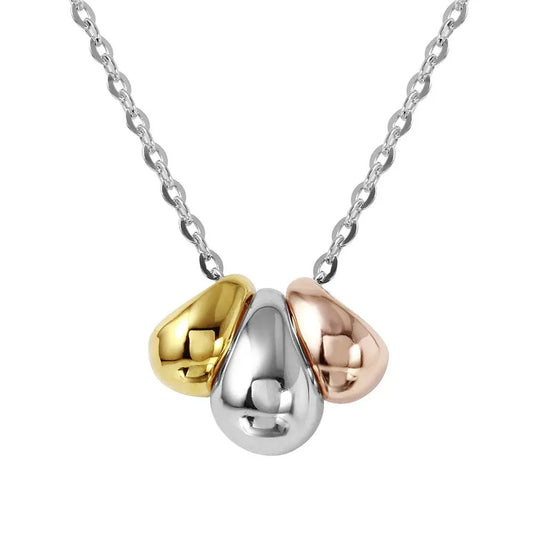 925 Sterling Silver Rhodium Plated 3 Toned Beads Necklace