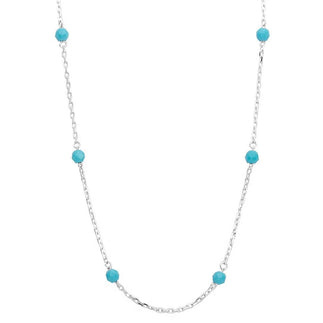 925 Sterling Silver Rhodium Plated Blue Beaded Necklace