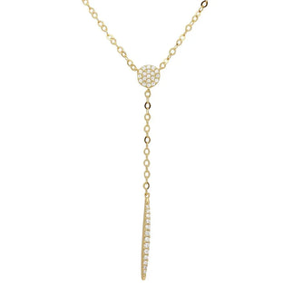 925 Sterling Silver Gold Plated CZ Drop Bar Necklace
