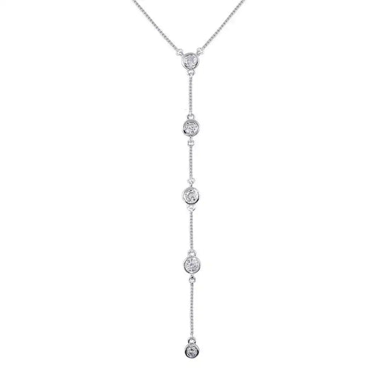 925 Sterling Silver Rhodium Plated 4 Drop CZ Necklace