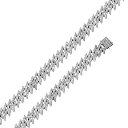 925 Sterling Silver Rhodium Plated CZ Encrusted Spike Barbed Wire 17.9mm