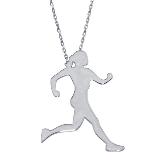 925 Sterling Silver Rhodium Plated Runner Necklace