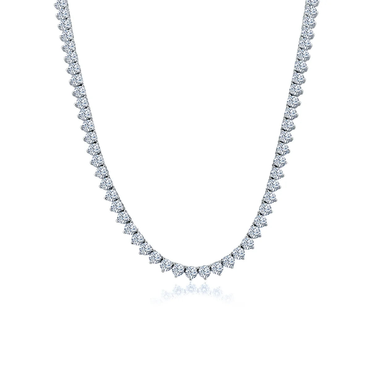 925 Sterling Silver Rhodium Plated Round Clear 4.8mm Tennis Bridal Necklace