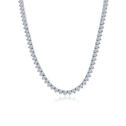 925 Sterling Silver Rhodium Plated Round Clear 4.8mm Tennis Bridal Necklace