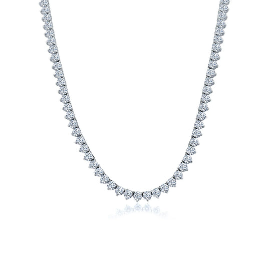 925 Sterling Silver Rhodium Plated Round Clear 4.8mm Tennis Bridal Necklace