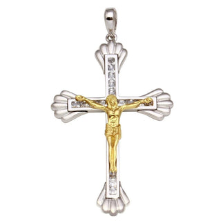 925 Sterling Silver Two-Tone Crucifix Pendant **Pendant Only**