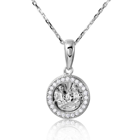 925 Silver Rhodium Plated Religious Medallion Necklace