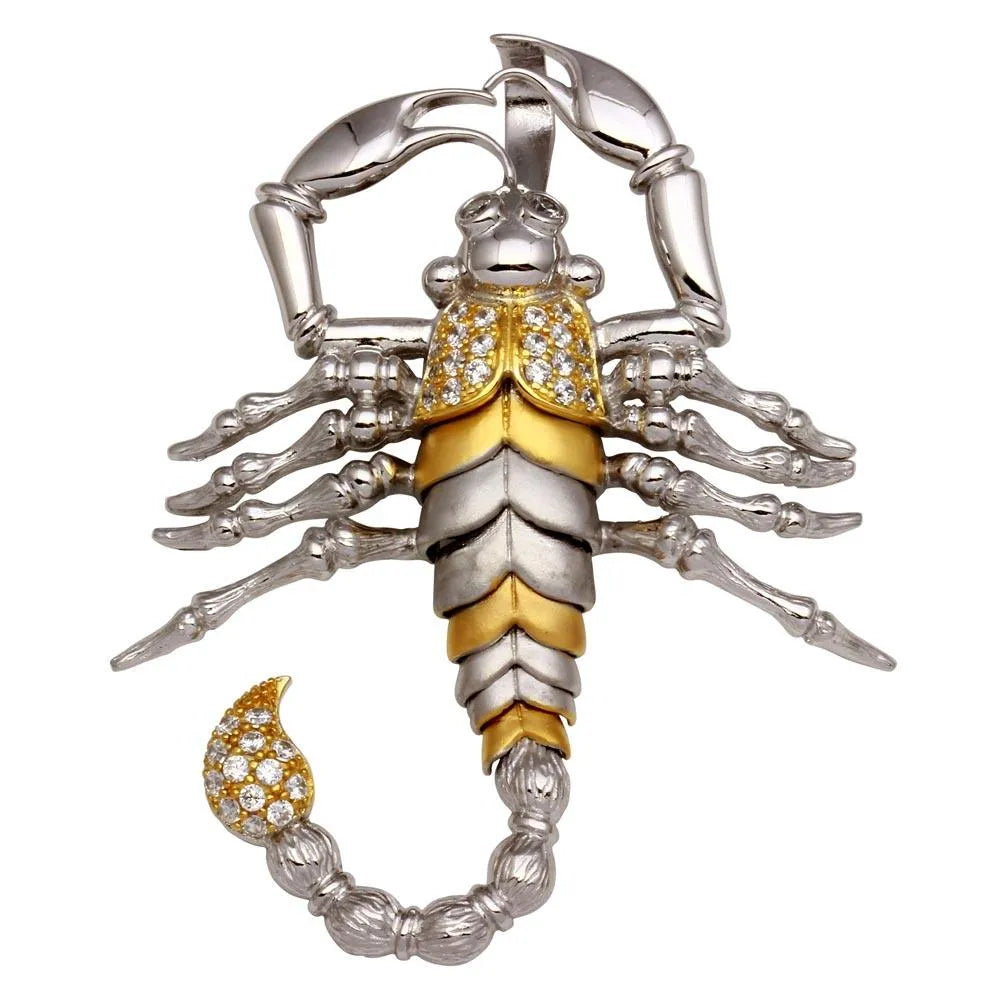 925 Sterling Silver Two-Tone Scorpion Pendant with CZ Pendant Only