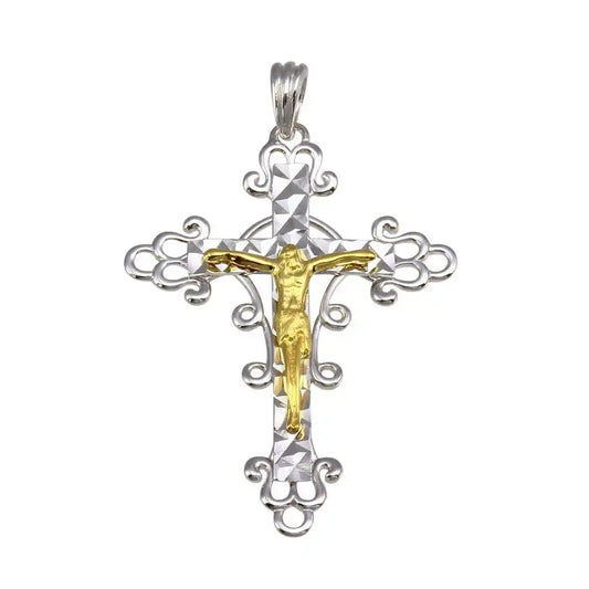 925 Sterling Silver Two-Tone Plated DC Cross Pendant
