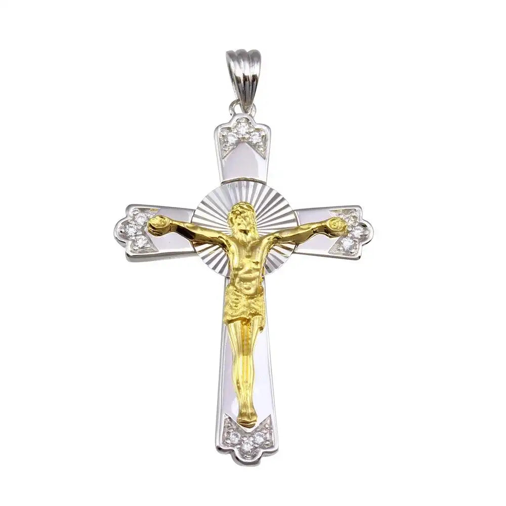 925 Sterling Silver Two-Tone Plated DC Cross Pendant