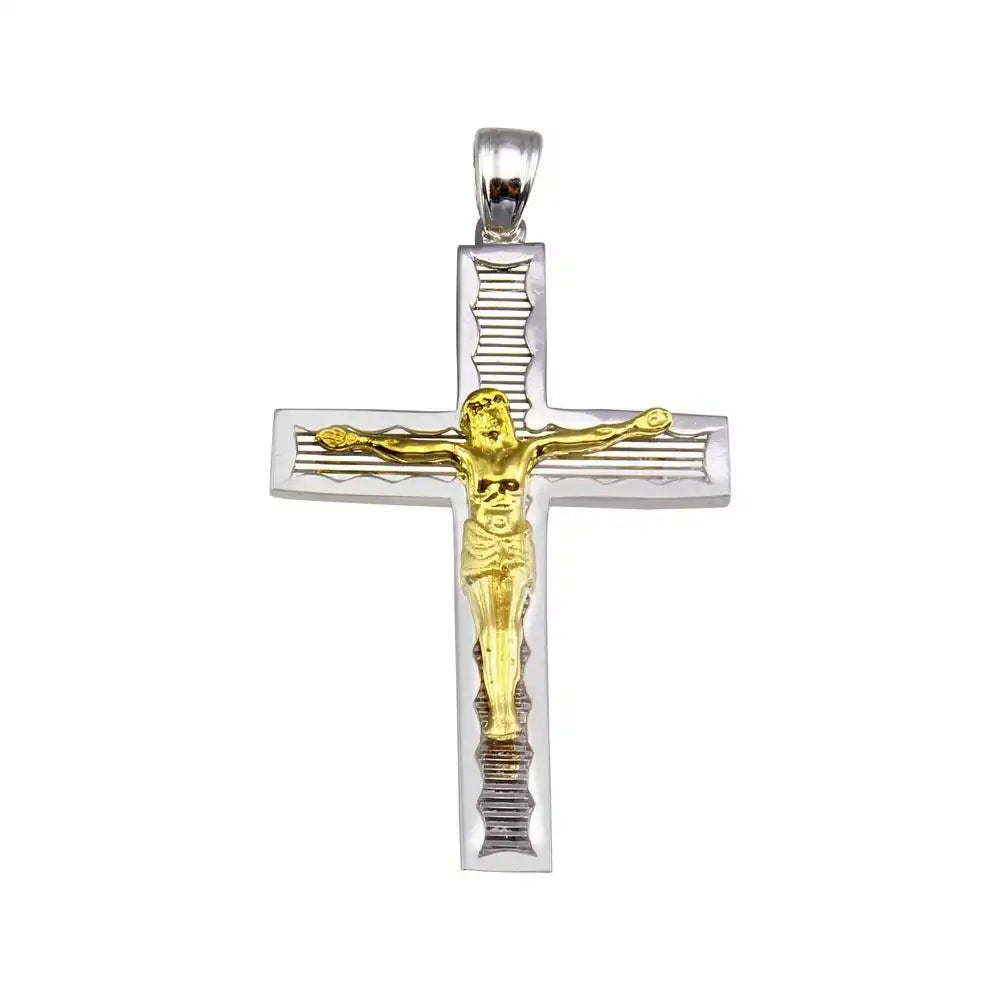 925 Sterling Silver Two-Tone Plated DC Cross Pendant