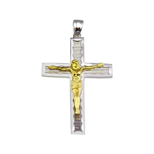 925 Sterling Silver Two-Tone Plated DC Cross Pendant