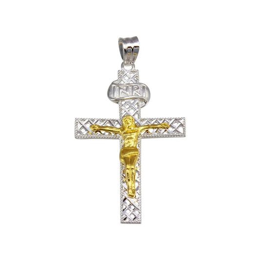 925 Sterling Silver Two-Tone Plated DC Cross Pendant