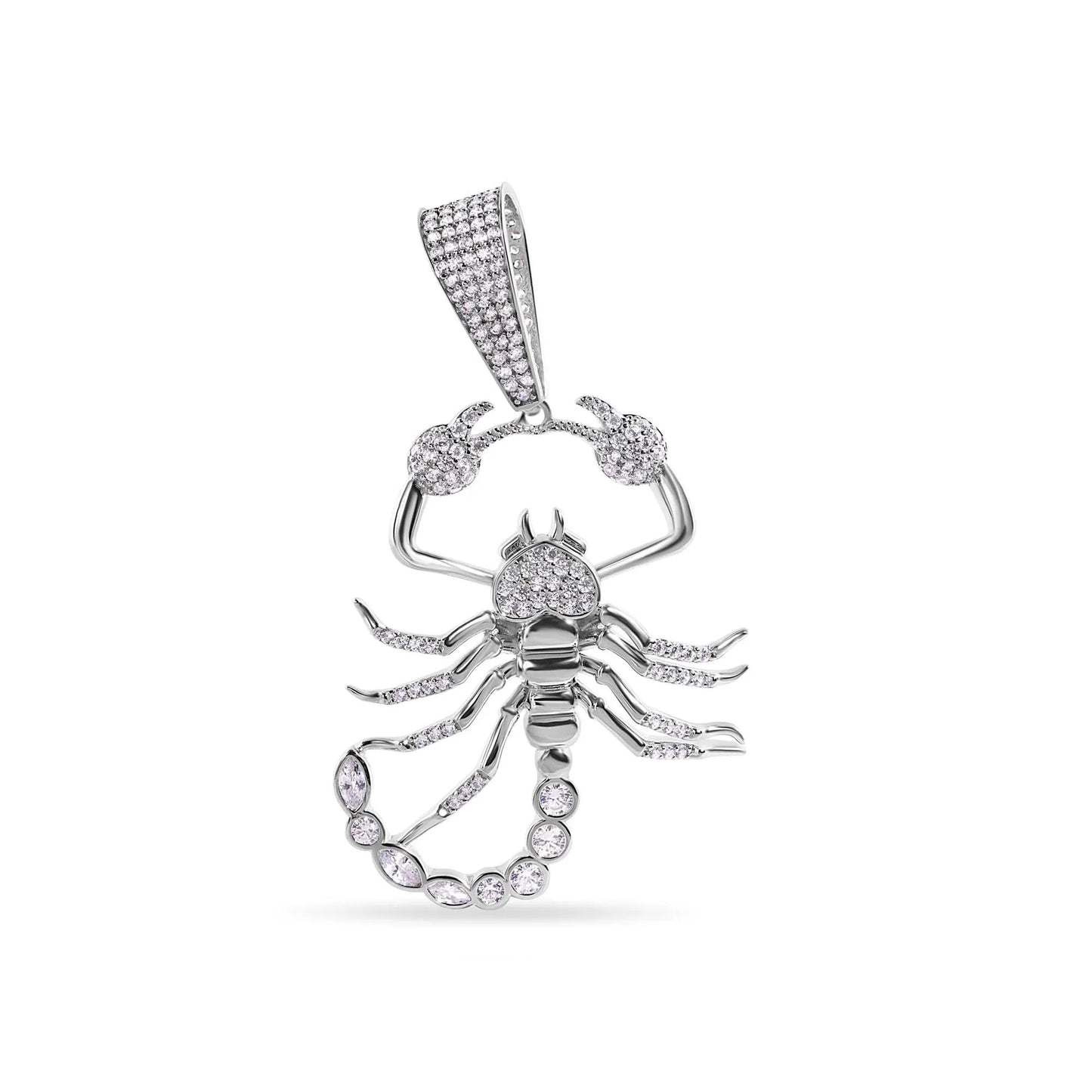 925 Sterling Silver Rhodium Plated Scorpion Clear CZ Small Pendant