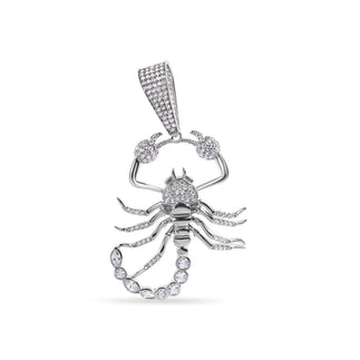 925 Sterling Silver Rhodium Plated Scorpion Clear CZ Small Pendant