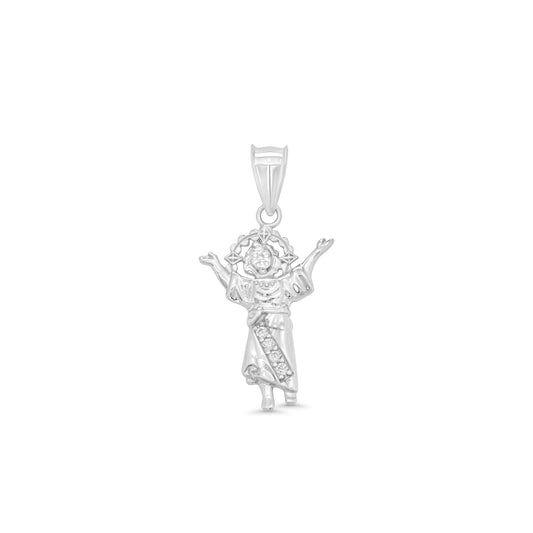 925 Sterling Silver Rhodium Plated Baby Jesus 14.2mm x 21.9mm Pendant