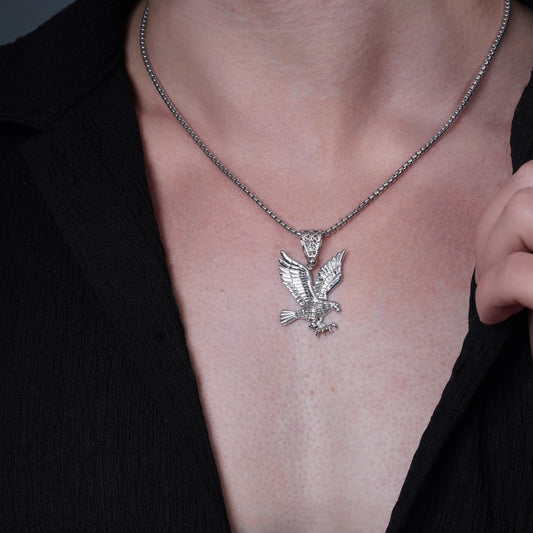 925 Sterling Silver Rhodium Plated American Eagle 35.5mm x 38.3mm Pendant
