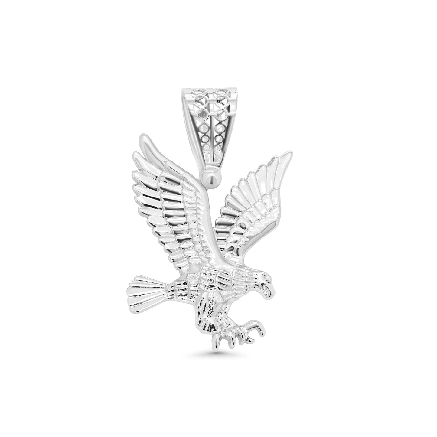 925 Sterling Silver Rhodium Plated American Eagle 35.5mm x 38.3mm Pendant