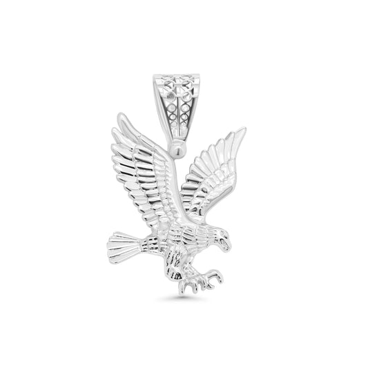 925 Sterling Silver Rhodium Plated American Eagle 35.5mm x 38.3mm Pendant