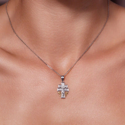 925 Sterling Silver Gold & Rhodium Plated Small Caravaca Pendant