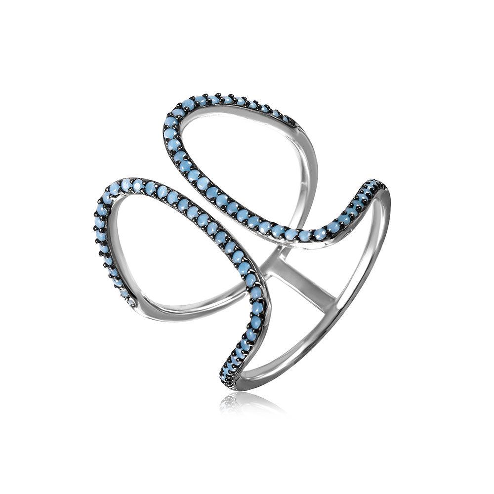 925 Silver Rhodium Plated Turquoise Stones Ring