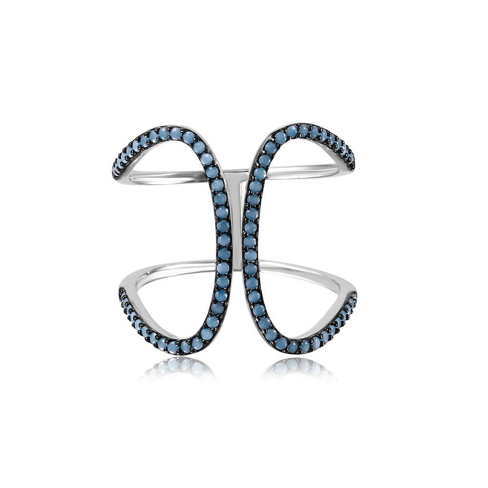 925 Silver Rhodium Plated Turquoise Stones Ring