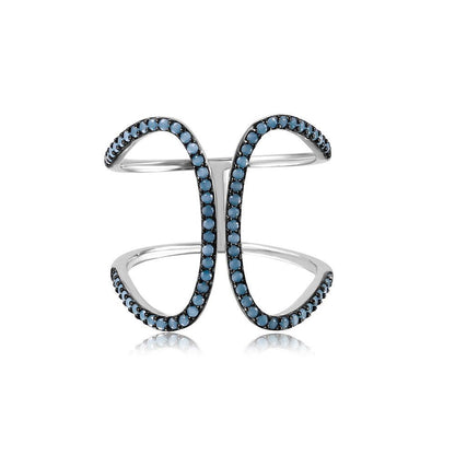925 Silver Rhodium Plated Turquoise Stones Ring