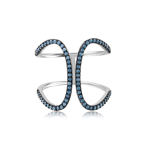 925 Silver Rhodium Plated Turquoise Stones Ring