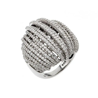 925 Sterling Silver Rhodium Plated Micro Pave CZ Ring
