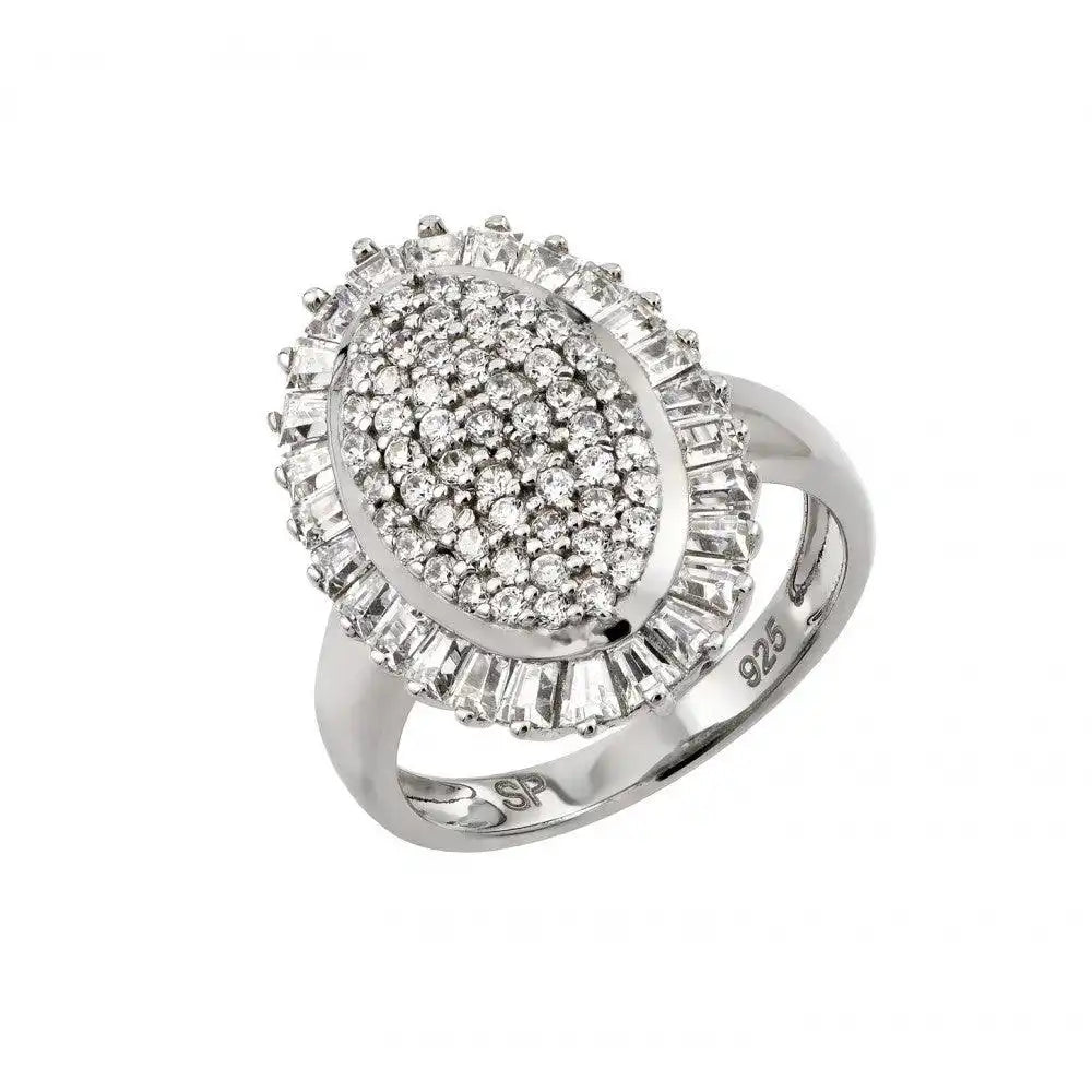925 Sterling Silver Rhodium Plated Micro Pave CZ Ring