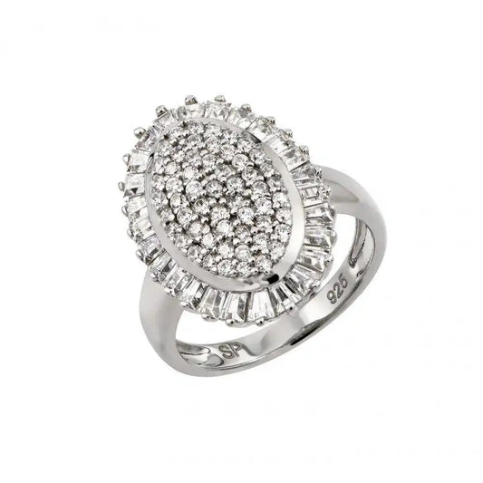 925 Sterling Silver Rhodium Plated Micro Pave CZ Ring