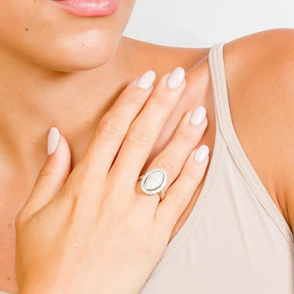 925 Sterling Silver Rhodium Plated Micro Pave CZ Ring